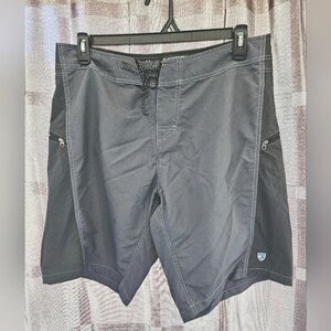 Kuhl Mutiny Board Shorts, Drawstring Stretch Fast Dry Swim Hike, Grey, Size 36